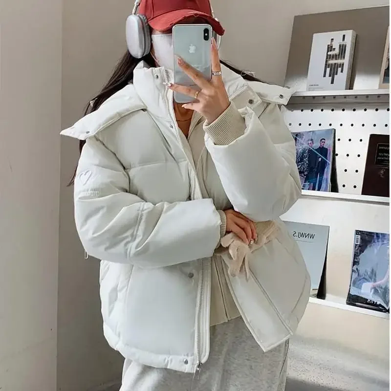 2023 Women\'s Winter Puffer Jackets Thick Warm Down Cotton Padded Coat Female Fashion Oversize Hooded Loose Short Parkas Mujer