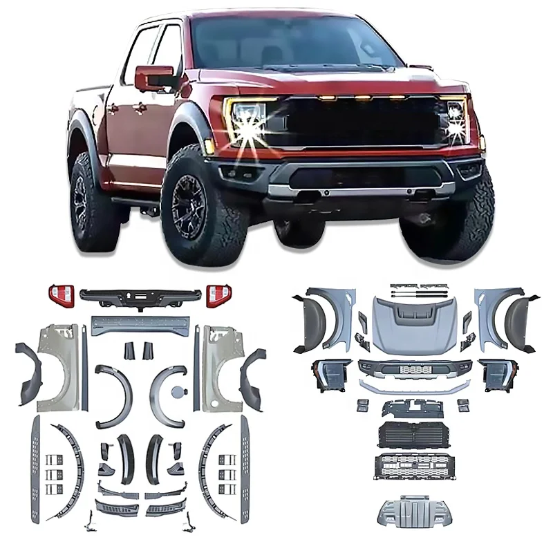 for  2021 Raptor Style Car Body kits For Ford F-150 2015-2020 Whole Set Bodykit Facelift Engine Hood Wheel Brow Head Light Tail