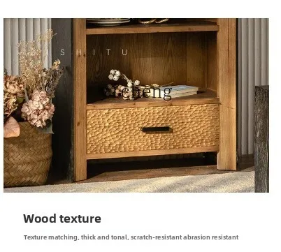 

Zz retro floor-to-ceiling shelf, living room decoration, red wine display stand, wabi-sabi wind study, single bookcase