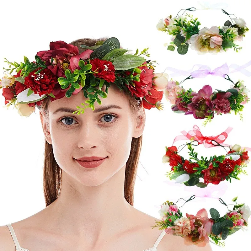 

Wedding Bride Corolla Head Wreath Hair Ornament Headwear Fabric Flower Crown Hair Accessories Headband New Flower Hairband