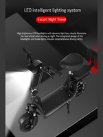 500W electric scooter, 48V 8Ah, maximum speed 20 km/h, 10″dual tires, foldable, shock-absorbing, with a seat and a child seat.