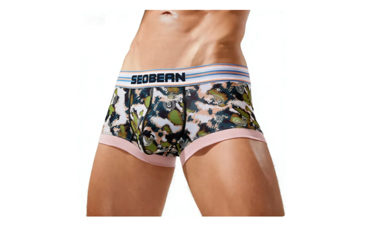 Print Bulge Boxy Underwear Comouflage Low Waist U Convex Pouch Sports Boxer Briefs Cool Feel Skinny Elastic Sweat Absorb Trunks