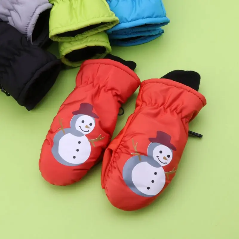 Cartoon Winter Kinder Multi Farbe Verdickung Ski Handschuhe Kinder Winddicht Wasserdicht Nicht-slip mit Schnalle Radfahren