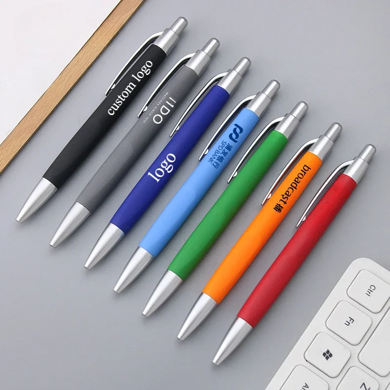 

100 Pcs Free Custom LOGO Business Gift Pens Ballpoint Pen Press Advertising Pen For Hotel Conference Promotion Pen