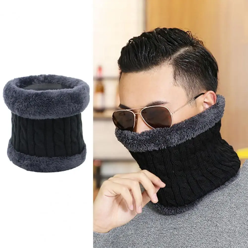 Contrast Color Scarf Soft Plush Elastic Neck Wrap Warm Windproof Resistant Scarf for Outdoor Skiing Skating Distinctive Scarf