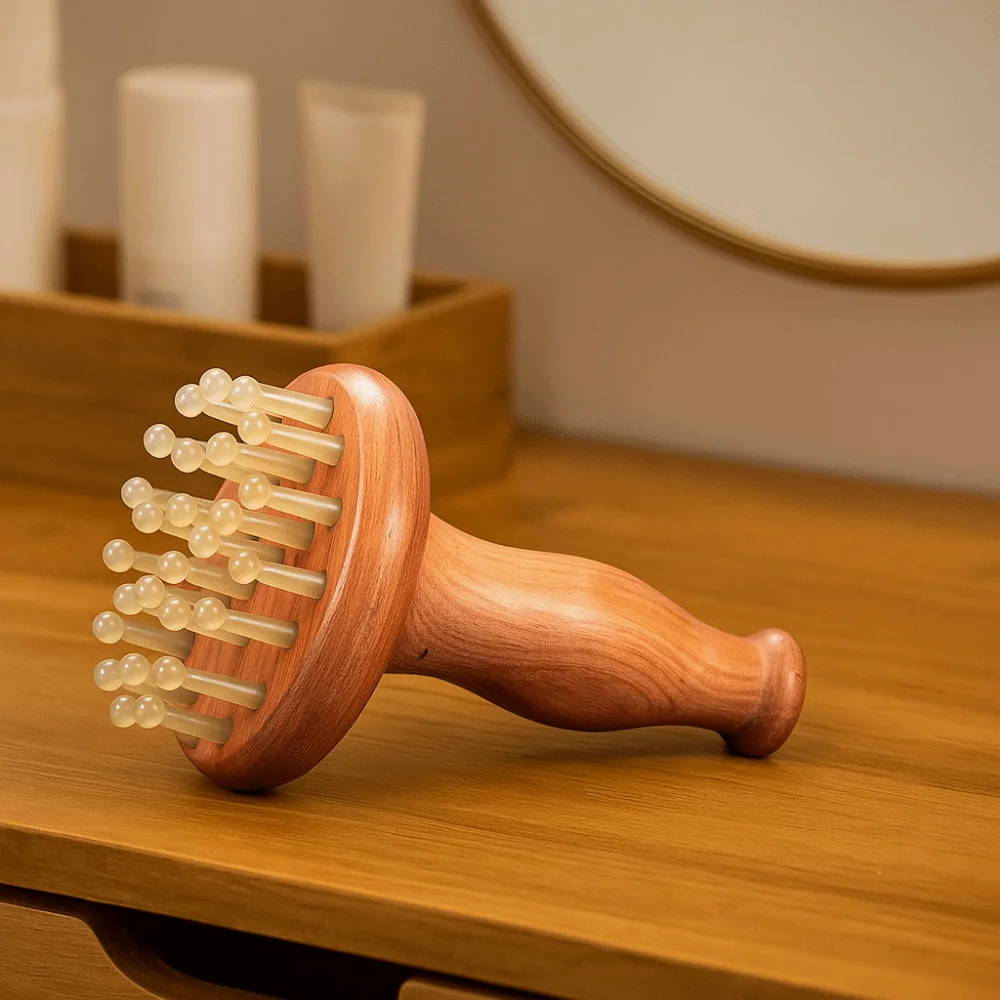 

Wood Grain Gua Sha Massage Tool 29 Teeth Cow Horn Horn Massage Comb Deep Tissue Massage Skin Scraping Wood Meridian Brush