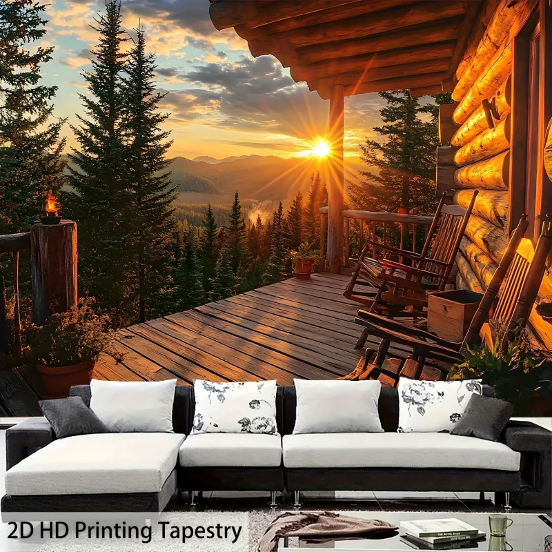 Fantasy Mysterious Forest Sunset Landscape Tapestry Living Room Dormitory Decoration Polyester Fiber Wall Hanging