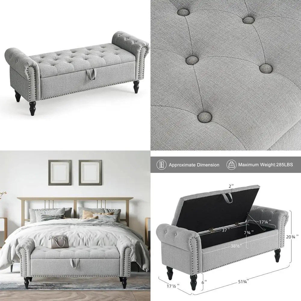 

Большая мягкая скамейка для хранения вещей с дизайном на пуговицах для спальни, пуфик на конце кровати, льняные скамейки с оконным сиденьем