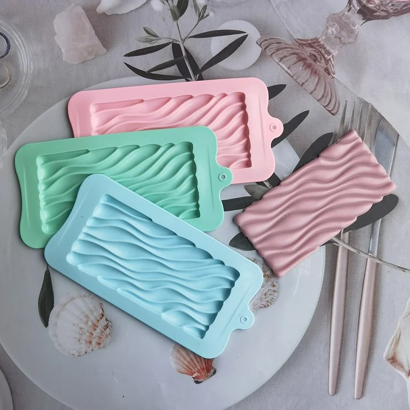 

Whole block Silicone Mold 3D wave Flow pattern Chocolate Candy Bar Mould Cake Mode Decoration Kitchen Baking Accessories