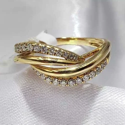 Huitan 2022 New Trendy Rings for Women High Quality Gold Color Brilliant Cubic Zirconia Finger-rings Wedding Engagement Jewelry