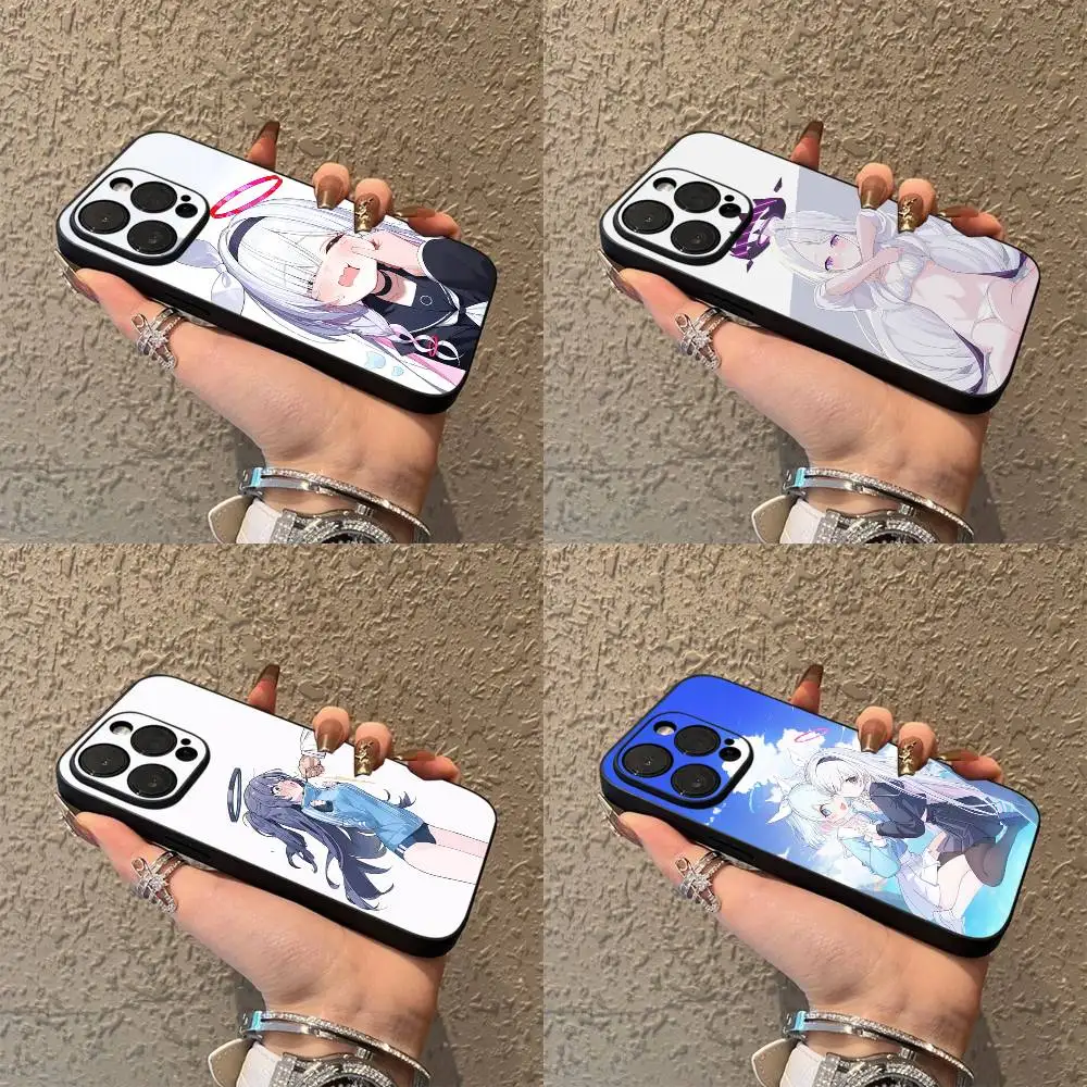 

Cartoon Girl Blue A-Archive Phone Case For iPhone 16,15,14,13,12,11,Pro,XS,Max,XR,Plus,E,SE4,Mini Black Soft Cover