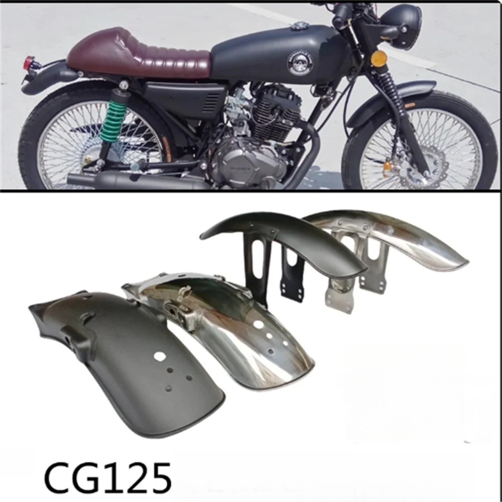 FOR CG125 Wild Wolf Happiness the Pearl River Mudguard Retrofit Short Edition Stainless Steel Matte Black Soil Mud Removal Tile