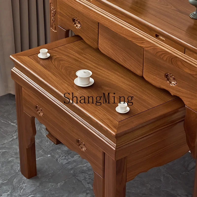 ZYY مجموعة طاولة من خشب الساج خزانة منزلية طاولة بوذا من الخشب الصلب حافظة بخور طاولة تقديم إله الثروة #4