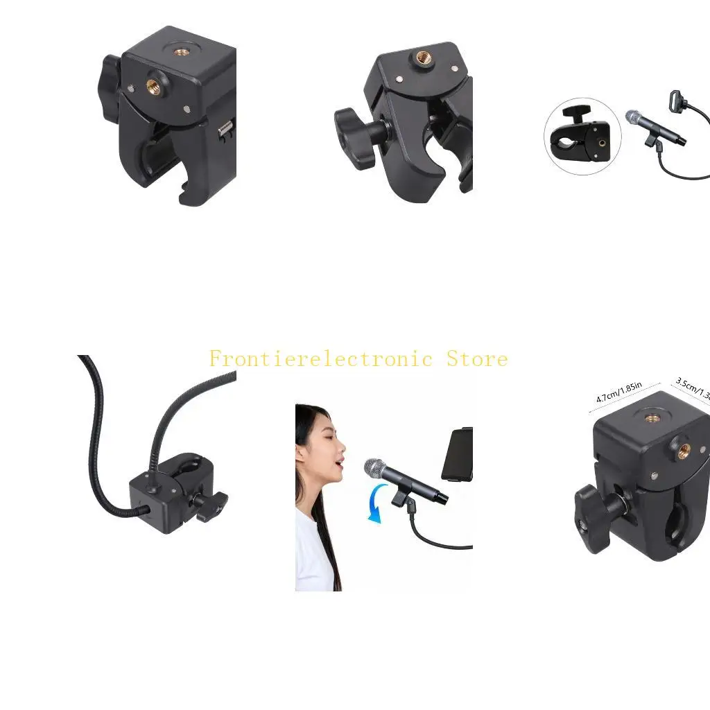 G8DB Adjustable Strong Grip Clamp Featuring Two 1/4 Inch Mount For Securing Camera Equipment To Bike Handlebars Motorcycle