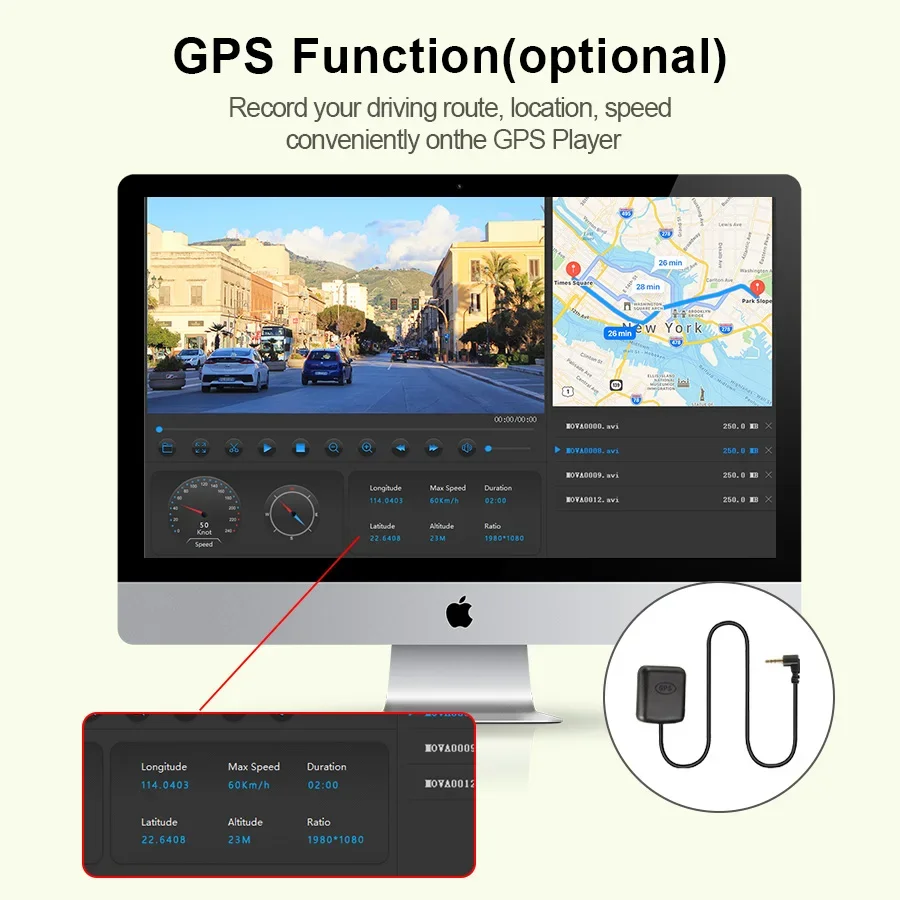 ACCEO 4K Auto-Dashcam Vorne mit Nachtsicht, GPS, WLAN, 24-Stunden-Parkvideoaufzeichnung, Loop-Aufnahme, Auto-Blackbox – Detail 9