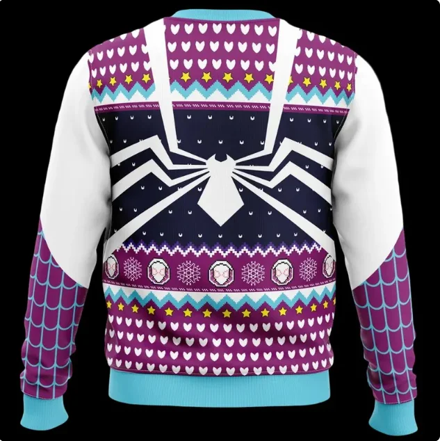 2026-2027 Autumn Winter Spider Christmas Round-neck Sweater Pixel Style Ugly Sweater Festival Fan Family Matching Clothing Top
