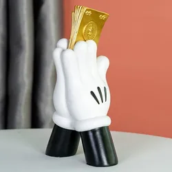 Cartoon Anime Mickey Mouse Money Hand Statue Kawaii Love Heart Gesture Sculpture Home Decor Collection Ornament Gift
