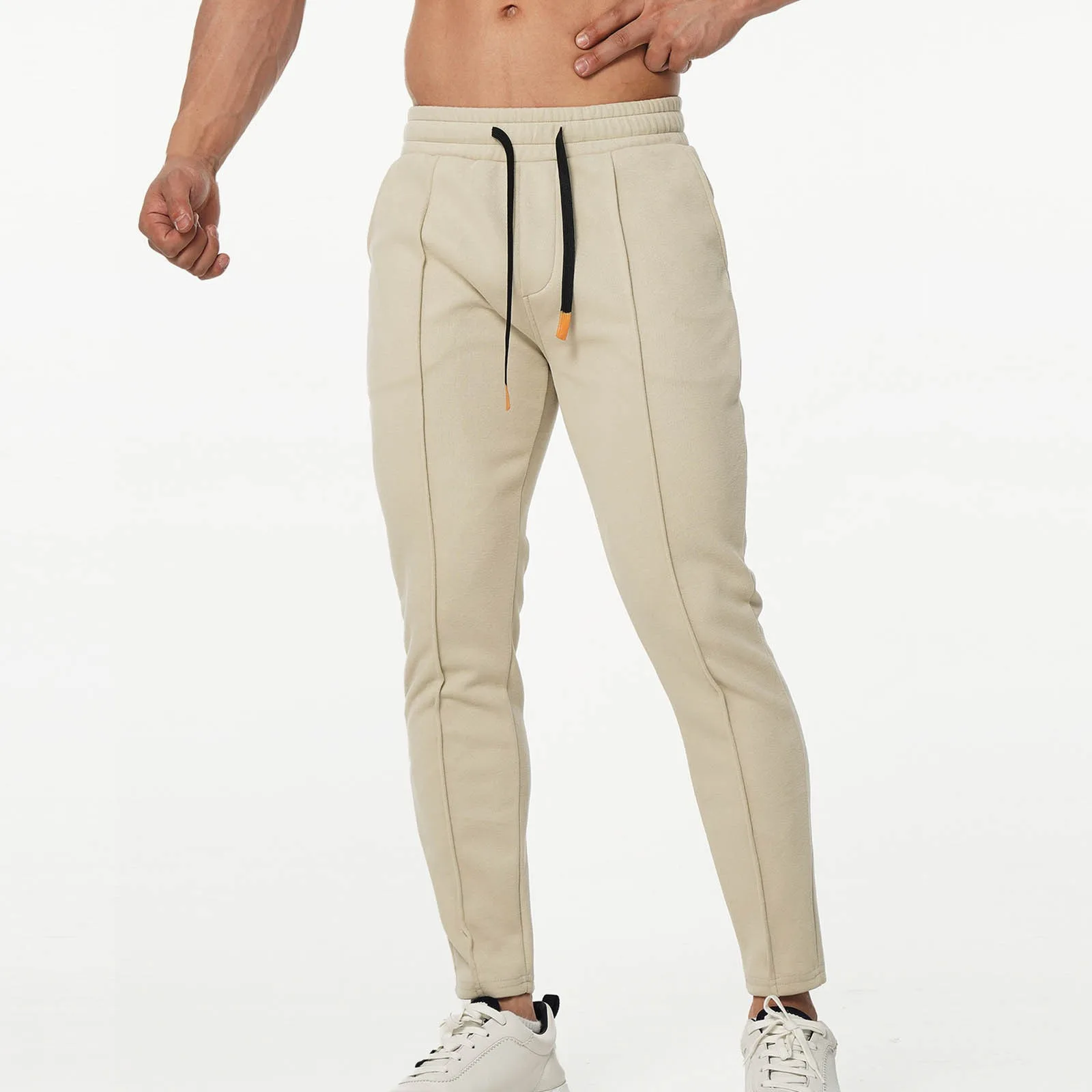 Pantalon de sport pour hommes, décontracté, fitness, course à pied, fermeture éclair, fjproximité, wstring adt, taille élastique, couleur unie, avec poche, pantalon de survêtement Smile, printemps