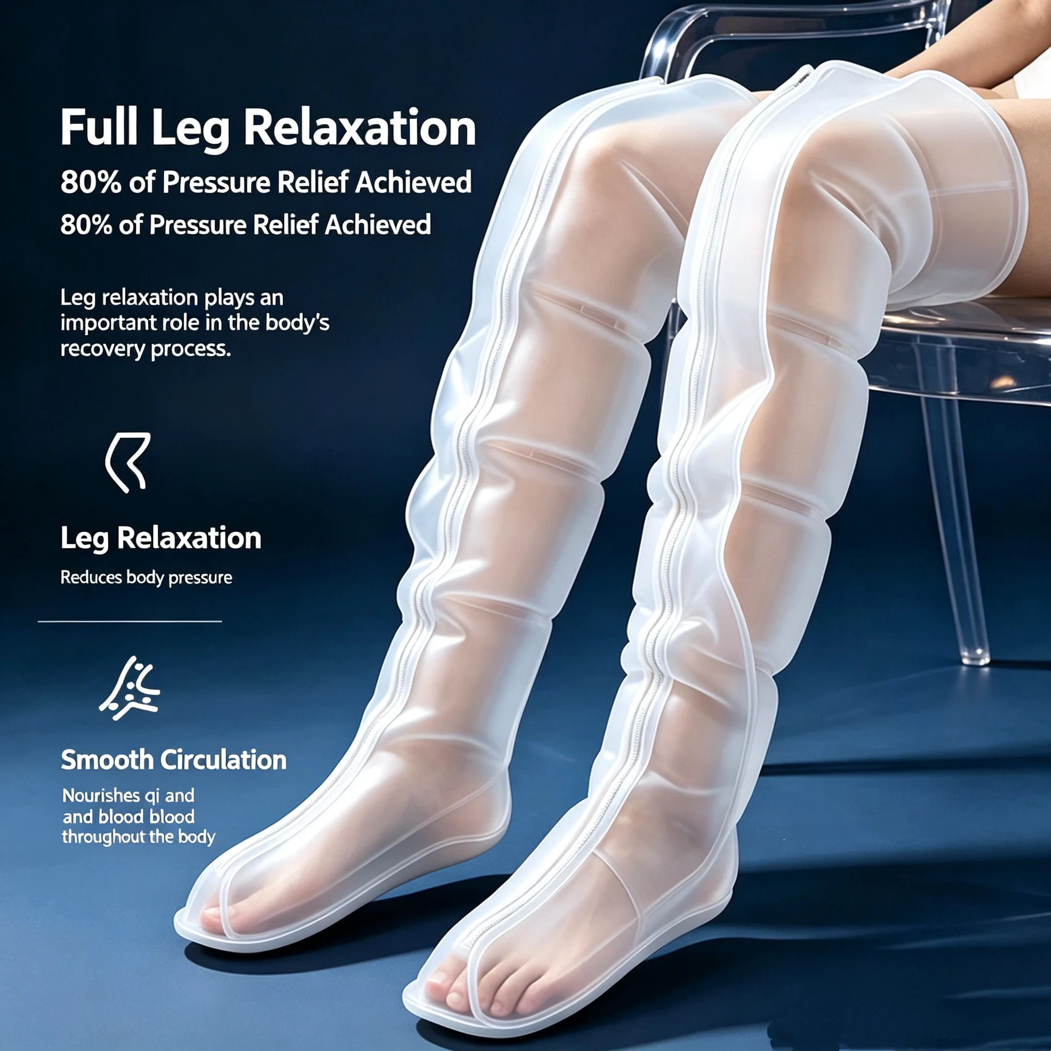6‑Airbag Air‑Compression Leg Massager Left & Right Universal Kneading Squeeze Massage for Thigh Calf Foot Remote Control Gift view 3