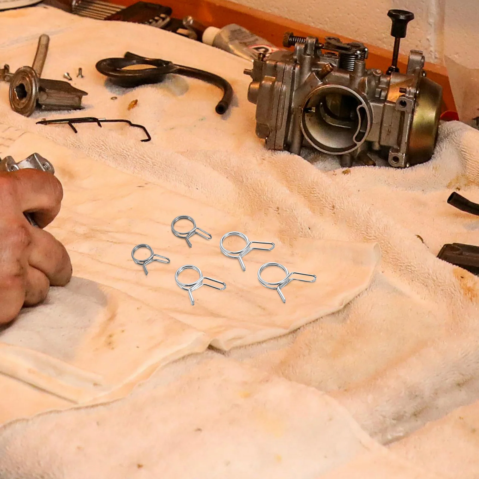 

100Pcs Double Wire Spring Hose Clamps Stainless Steel Durable Adjustable Clips for Hose Line Water Pipe Air Vacuum Tubes