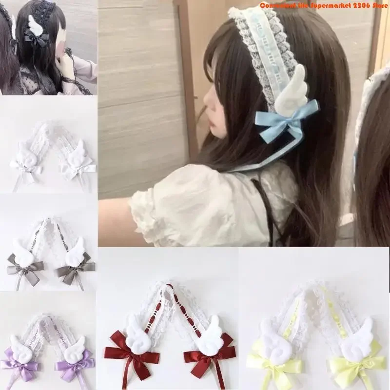 Q5WE Handmade Hair Accessory Headband Gothic Lolitas Cosplay Maid Lace Hair Bands