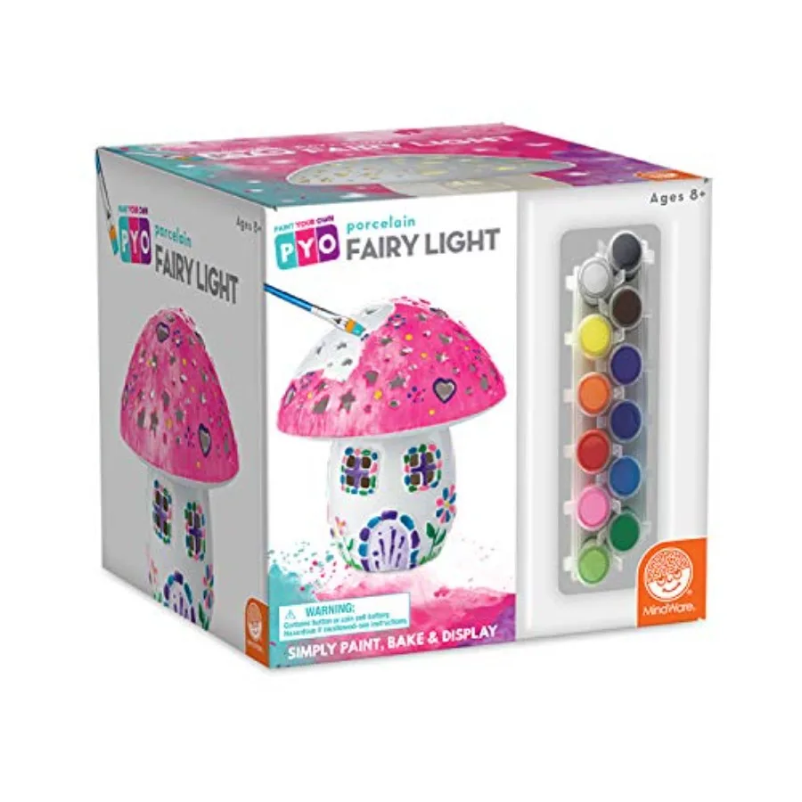 

Paint Your Own Fairy Mushroom House Light - Craft Kit Includes 2 Tea Lights Paint Brushes and Instruction Guide