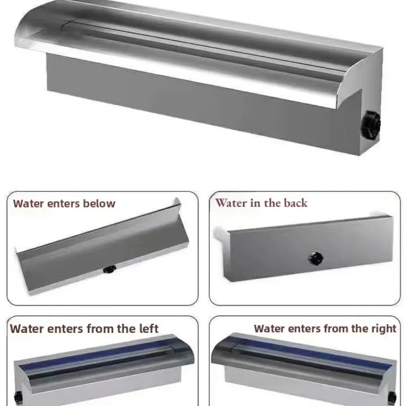 Stainless Steel Waterfall Outlet Trough Curtain Water Wall Landscape Fish Pond Garden Courtyard
