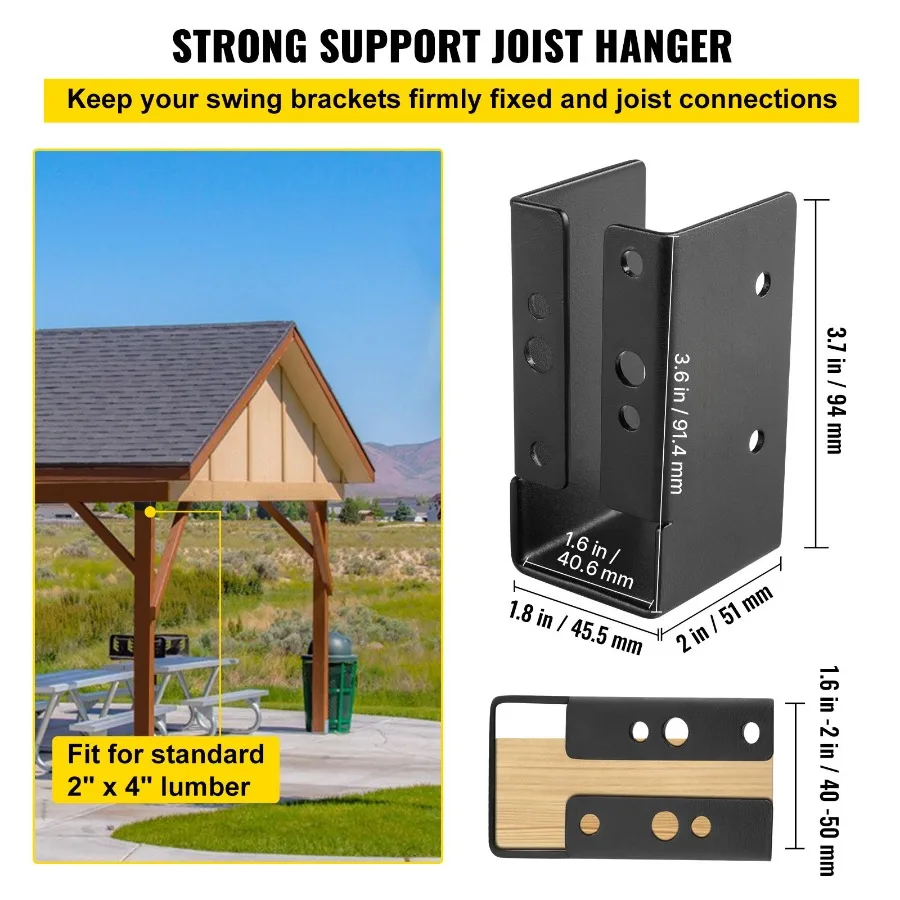 Concealed Joist Hanger 2x4 Outdoor Accent Concealed-Flange Pack of 24 Q235 Steel Plate Powder-Coated Face Mount Joist Bracket 4