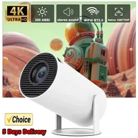Proyector HY300 4K Android 11 Dual Wifi6 260ANSI Allwinner H713 BT5.0 1080P 1280*720P Cine en casa Proyector al aire libre