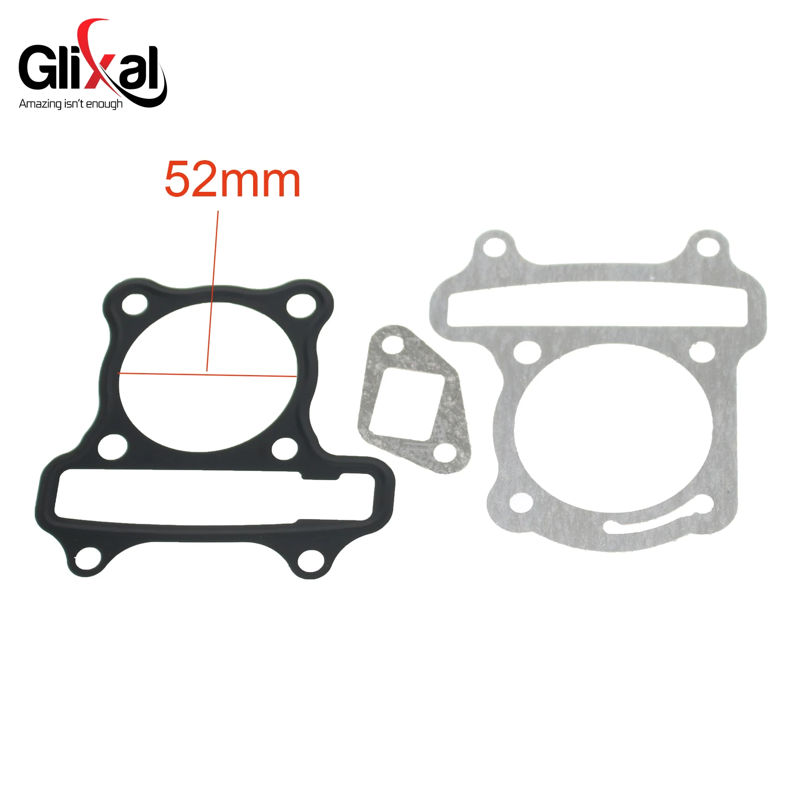 Glixal GY6 50cc 60cc 80cc 100cc 105cc Hoofd en Basis Cilinder Pakking Set voor 139QMB 139QMA 4-takt Gas Scooter Bromfiets ATV Motor