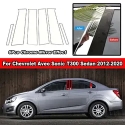 Chrome Mirror Effect Car Door Center Middle Pillar Post Cover Trim For Chevrolet Aveo Sonic Sedan T300 Window Column PC Sticker