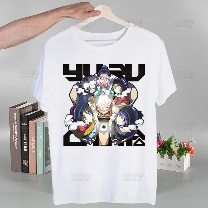 Yuru Camp Printing Street Style Casual Anime Nadeshiko Short Sleeve Men T Shirt Loose O-neck Tshirt Male T-shirt