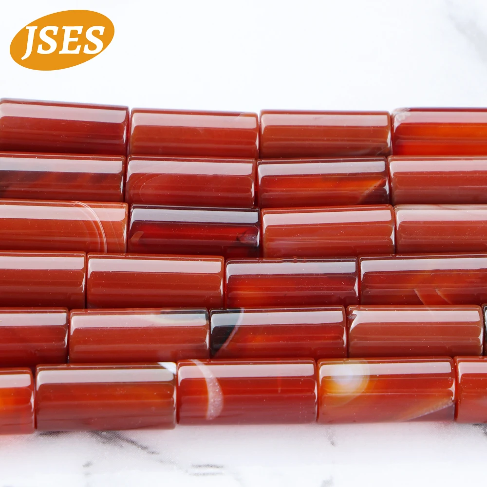 AA Natural Stone Red Stripe Agate 8*16mm Tubular Beads for Jewelry Making Bracelets Necklace Wholesale DIY Beads Accessorries