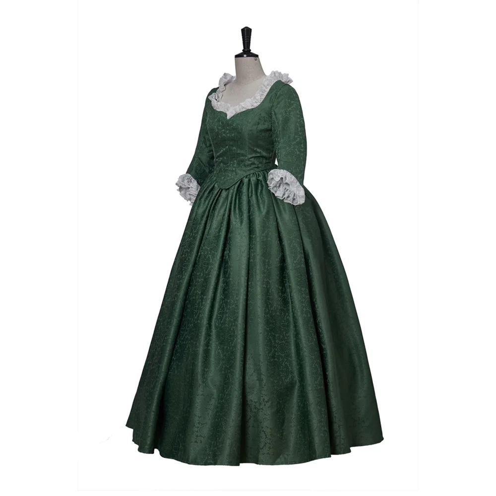 18th Century Rococo Dress Medieval Vintage Green Long Dresses Regency Victorian Ball Gown Masquerade Costume