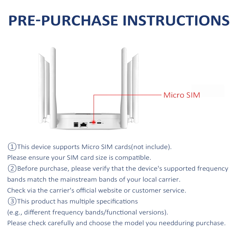 TIANJIE CPE706 4G LTE Router 150Mbps Cat4 Dual Band WiFi Router with 6 External Antennas,Ethernet Port&Sim Slot for Home/Office