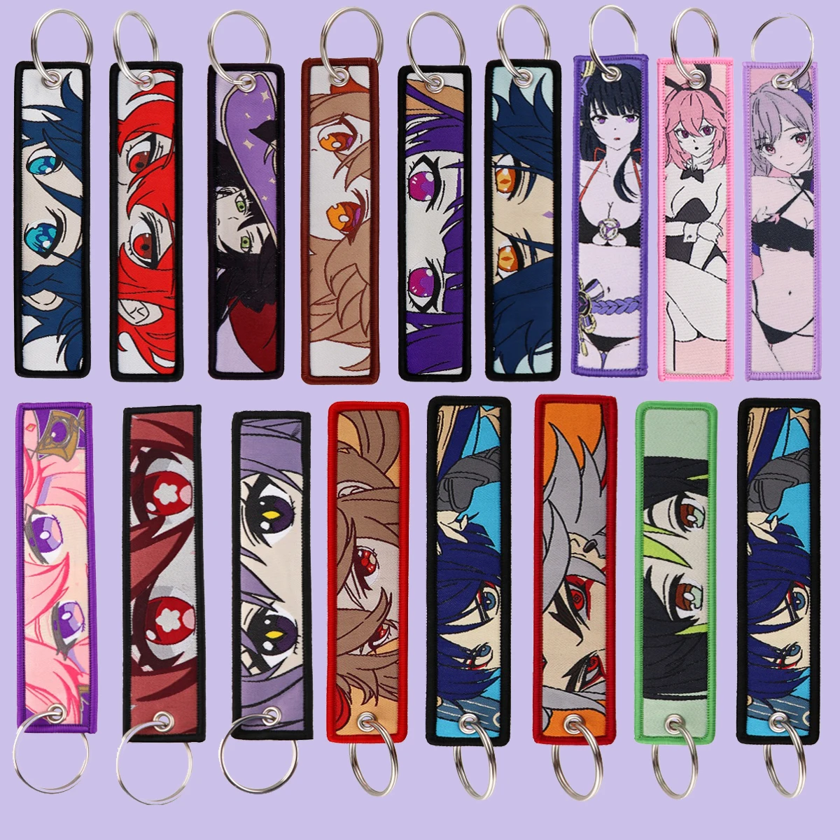 

1pcs Anime Game Embroidered Keys Tag Jet Tag Keychains for Motorcycles Cars Backpack Fashion Key Ring Gifts Accessories