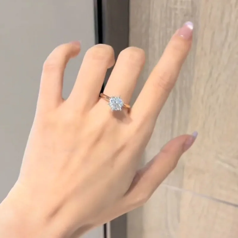 منتج حقيقي فيديو مختبر تزايد خاتم الماس جولة D اللون 1 2 3Ct الصلبة 14K خاتم الذهب الأصفر خاتم الزواج مصنع صنع