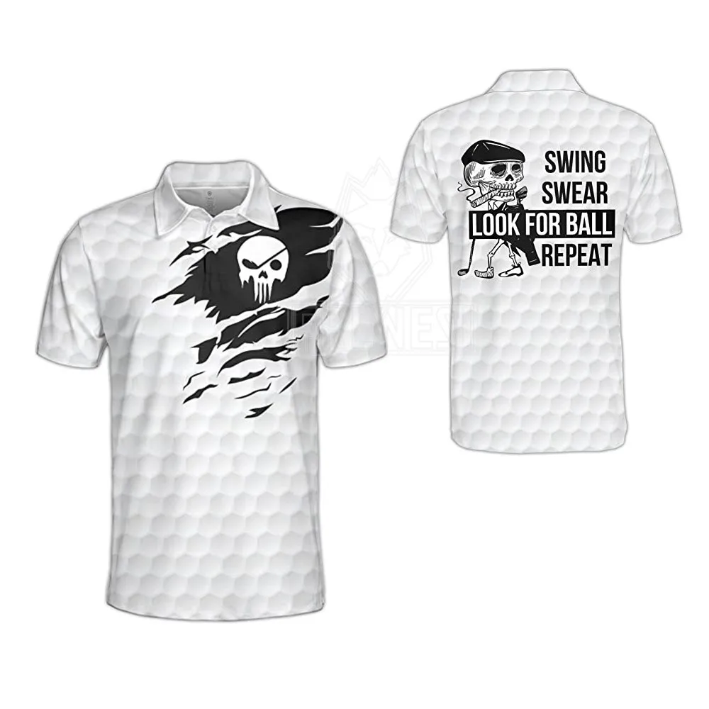 Summer Men Golf Shirts Skull Fashion Polo Shirt Lapel Short Sleeves Sports Shirts Casual T-Shirt Quick Dry Breathable Clothes