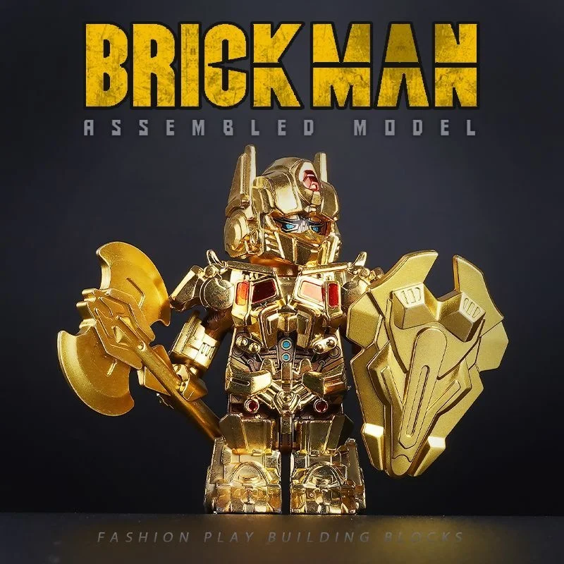 Brick Man Transformers Monteren Kit Modellen Optimus Prime Bumblebee Action Figure Gold Edition Transformerende Auto Speelgoed Kinderen Gift