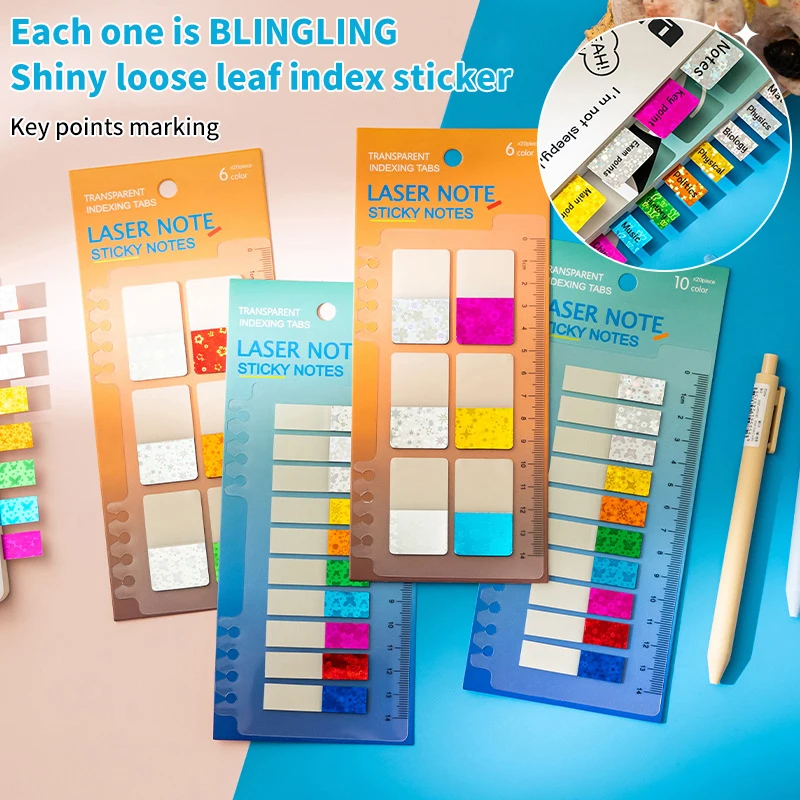 120/200Pcs Shining Sticky Index Tabs Notes Memoranda Notebook Page Markers Classify Sticker Office School Stationery Supplies