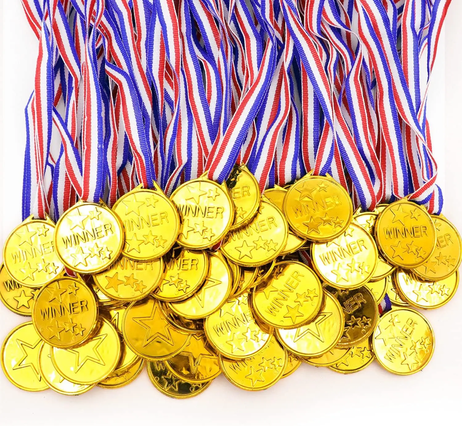 30/50pcs Plastic Gold Winner Award Medals Golden Medal Medals Mostly Used for Sports Events Competitions Props Rewards Party