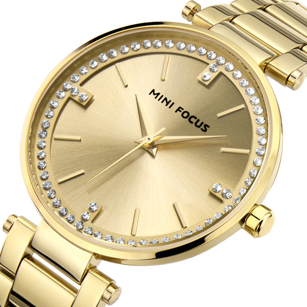 Mini Focus MF0031L Luxury Fashion Ladies Quartz Watch Rose Gold Solid Stainless Steel Waterproof Women Dress Watches