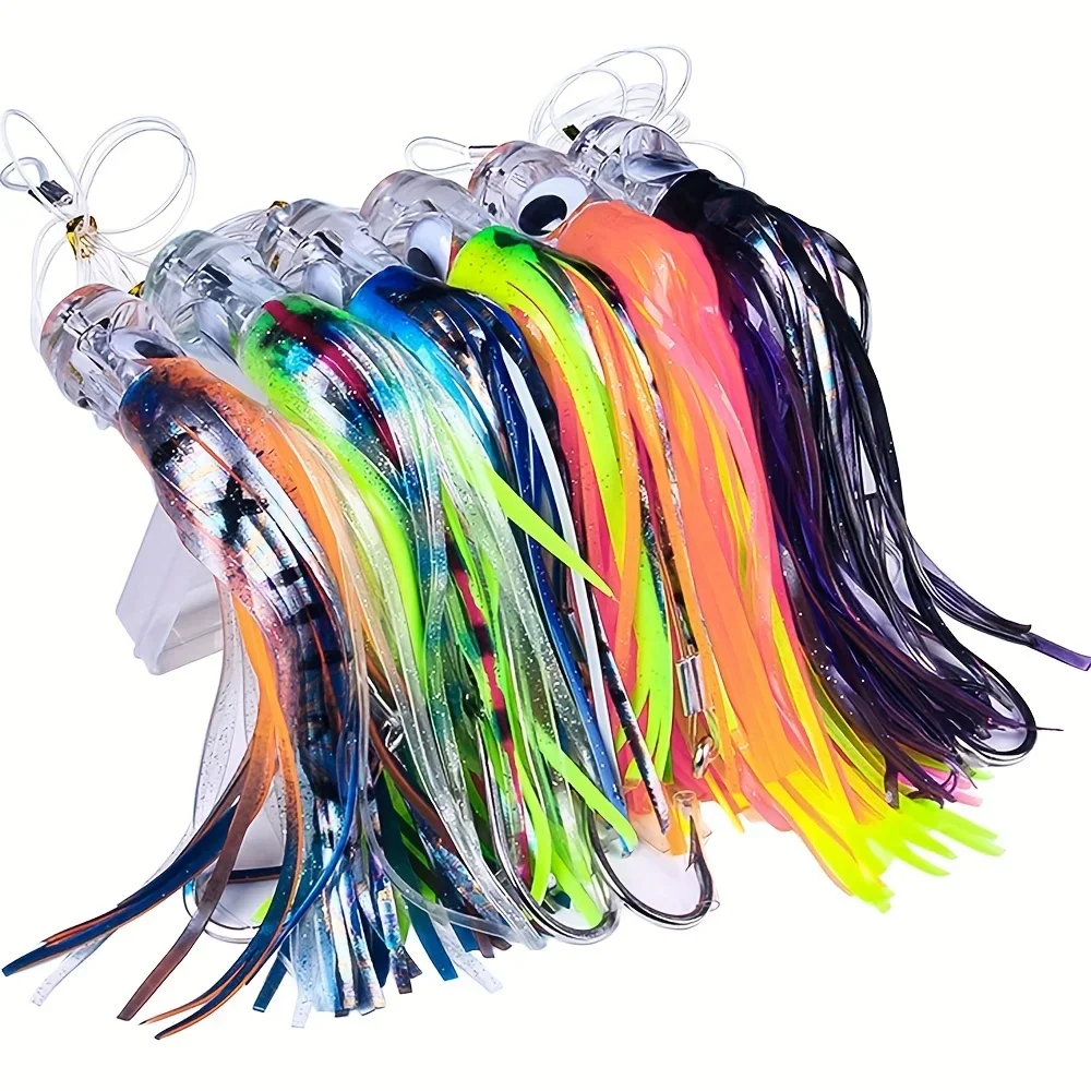 1Pcs Resin Head Octopus Soft Skirt Lure Deep Sea Fishing Big Trolling Bait For Tuna Wahoo Fast Sinking 22cm/8.66in 100g/3.53oz