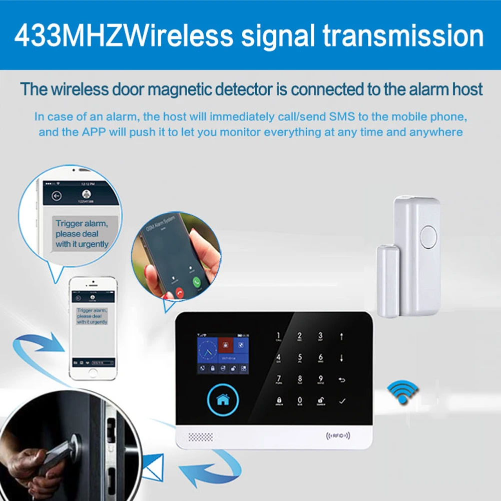 Ical103-Détecteur de porte magnétique sans fil, capteur de fenêtre, WiFi pour 433MHz, kits de système d\'alarme de sécurité à domicile