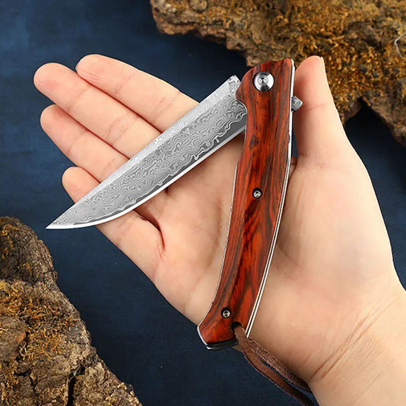 Folding Knife Damascus Steel VG10 Folding Knife Outdoor Knives Mini Pocket Knife Field Defense Knife Collector Knife