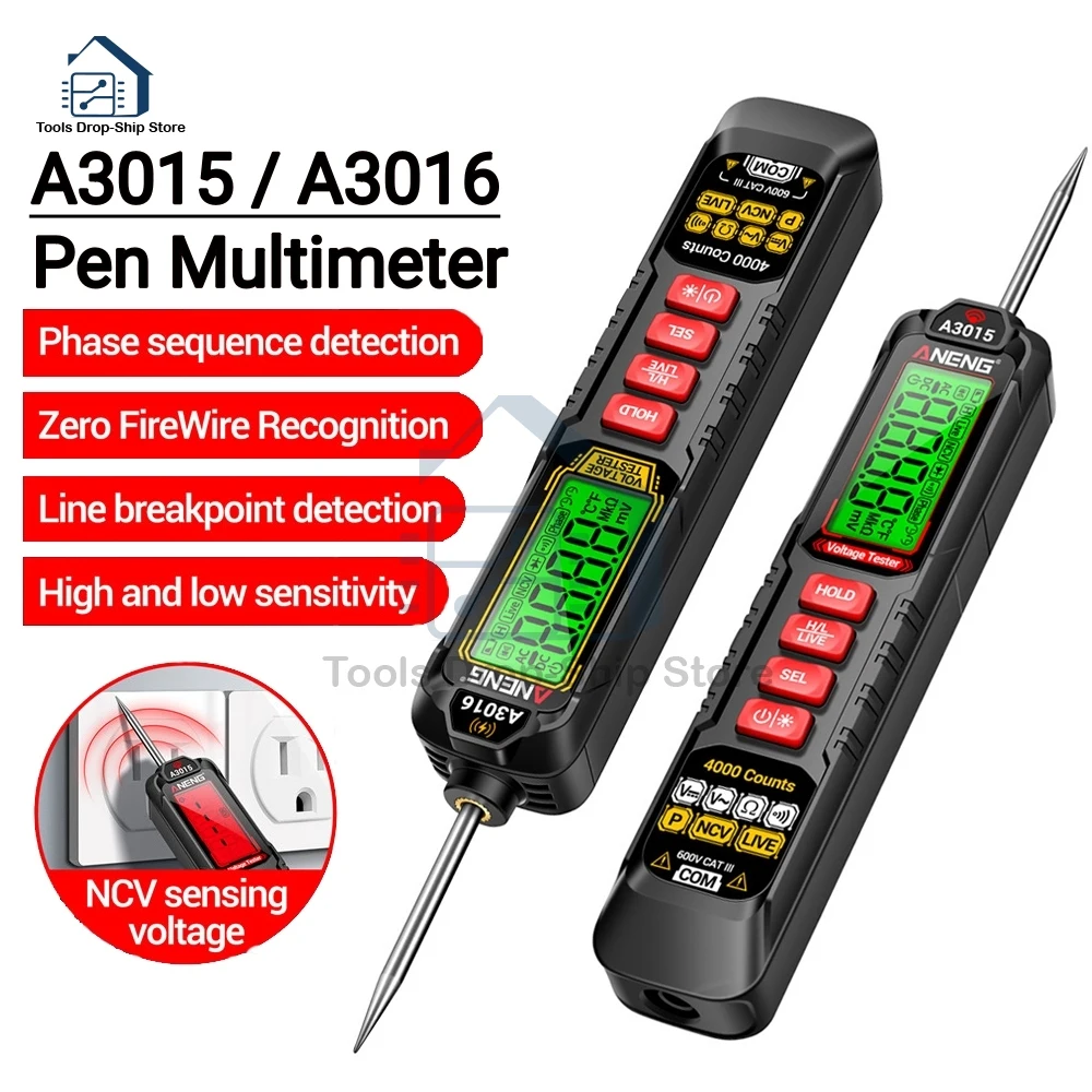

4000 Count Smart Pen Multimeter AC/DC Voltage NCV Voltage Induction Digital Backlight Car Fuse Diagnostic Probe Detector Pen