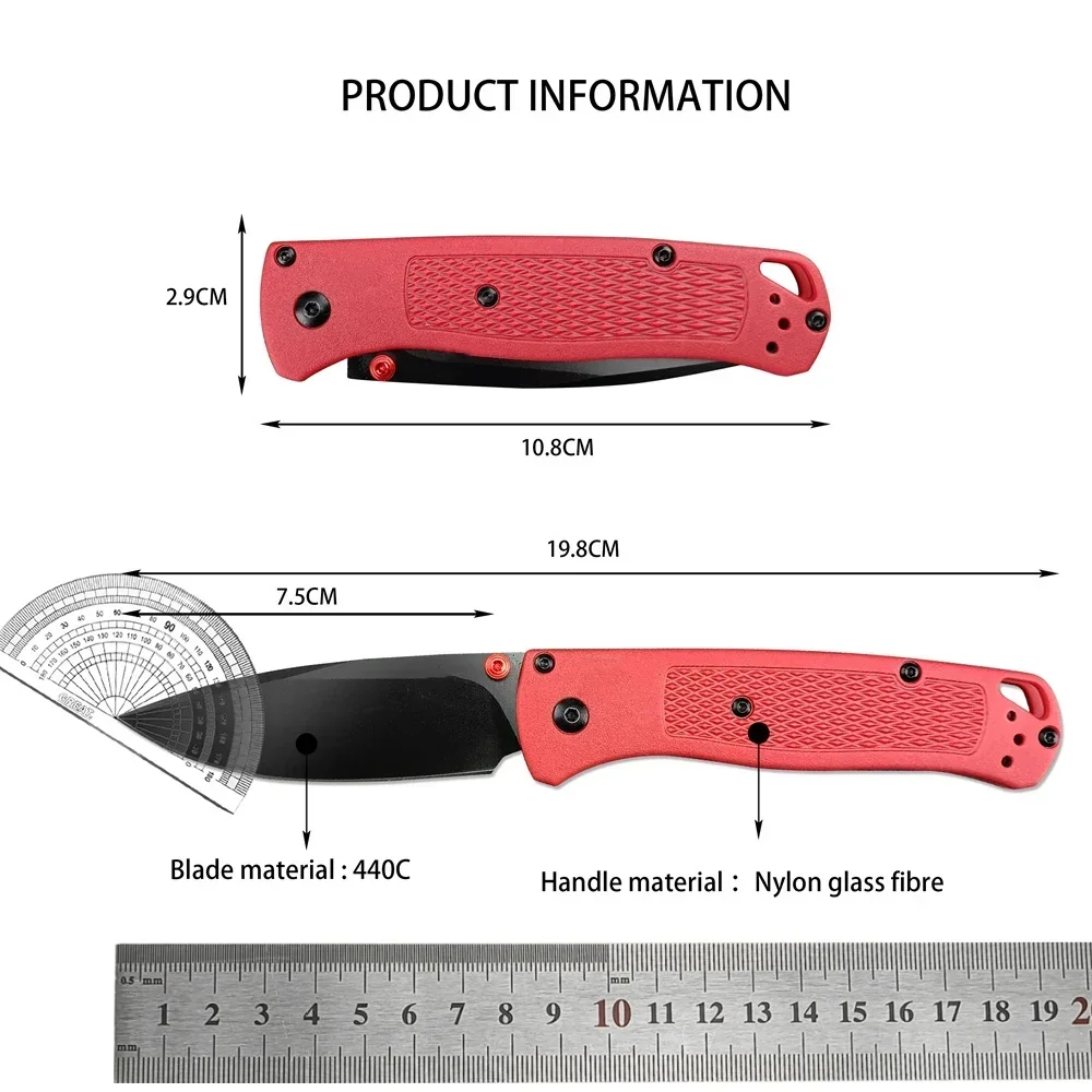 Folding Pocket Knife 535 Bugout 440C Steel Blade Nylon Fiber Handle Outdoor Tool Camping Portable High Hardness Sharpness