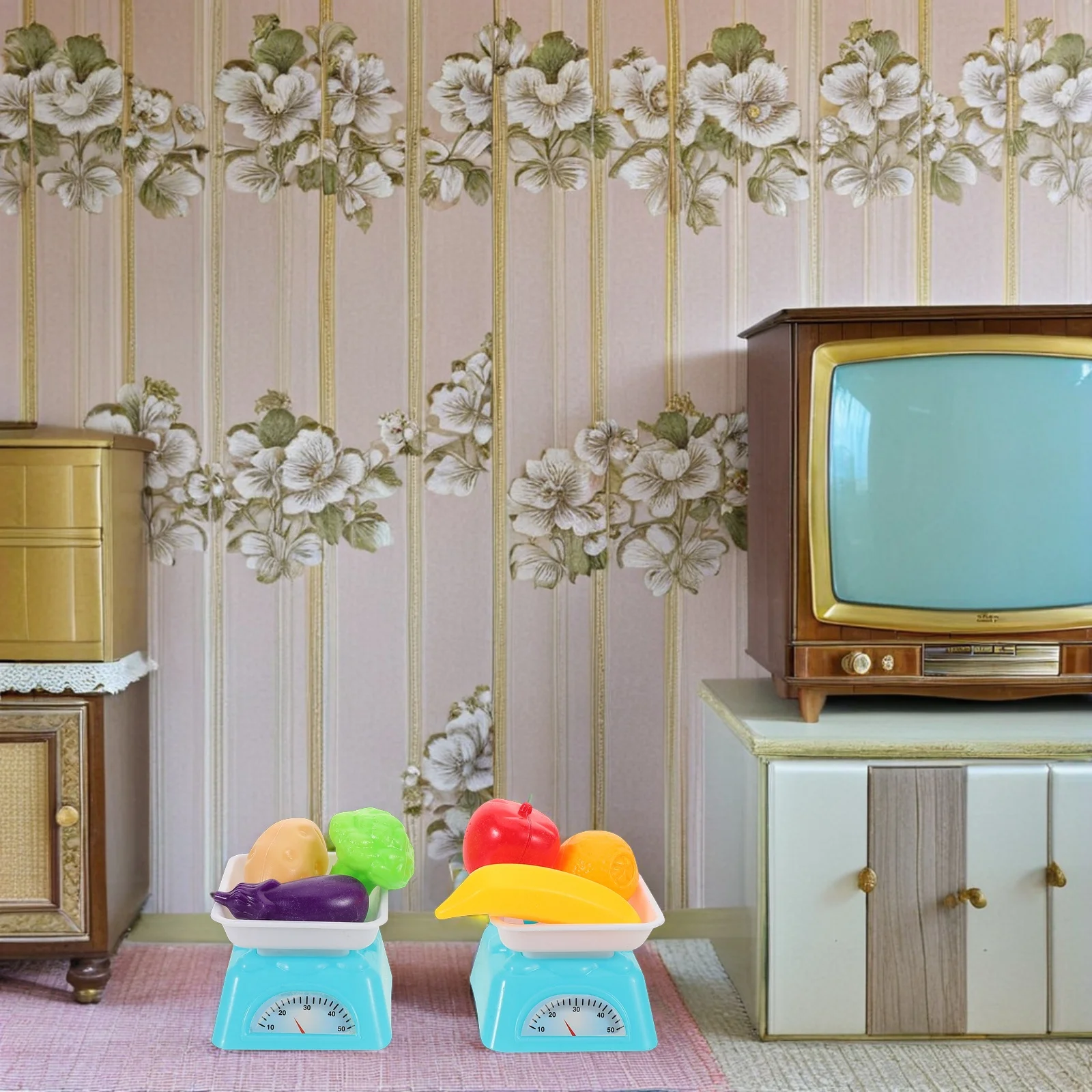 キッチンプレイセット子供の食品おもちゃ家電ごっこ遊びフルーツミニドールハウスミニチュア幼児