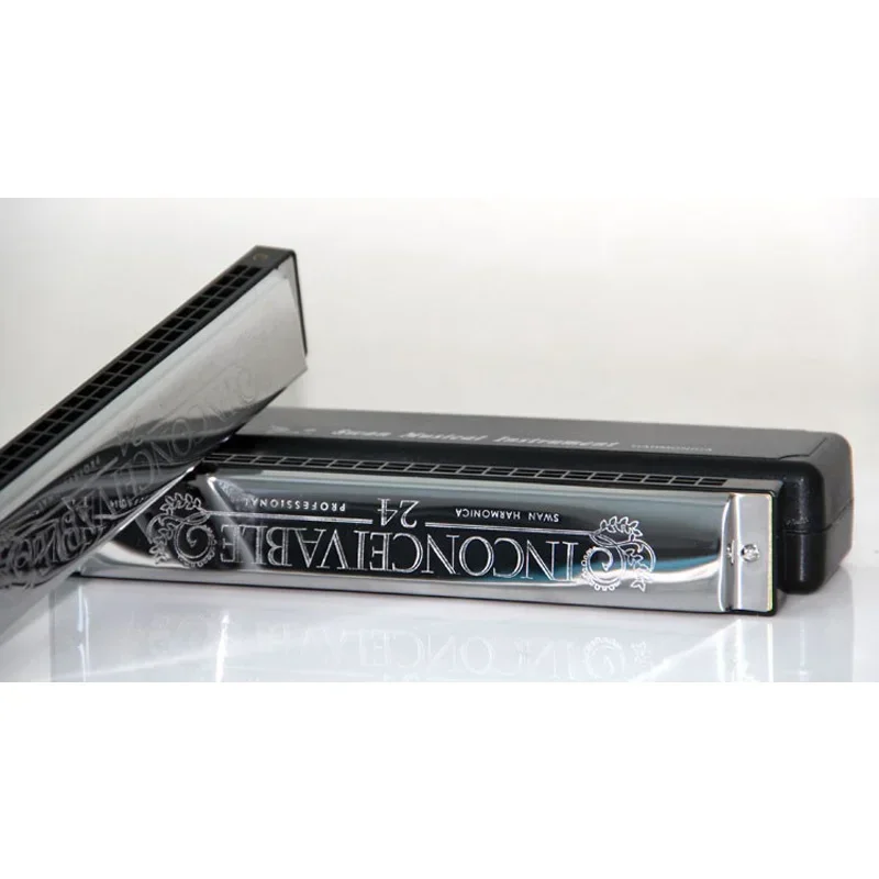 New 2015 Swan 24 Hole Octave-tuned harmonica, Key of C with Case Gift