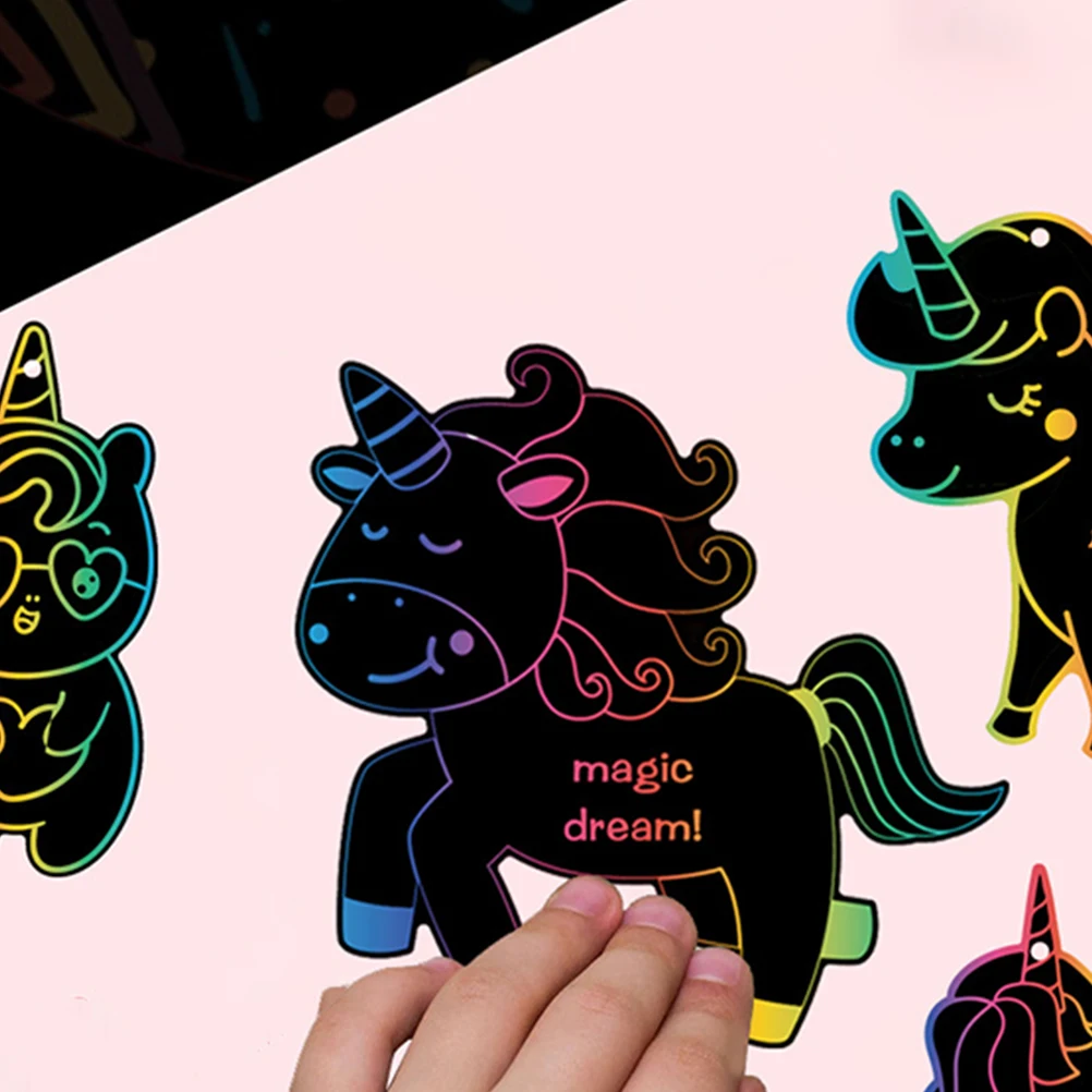 2 conjuntos de cartões de papel para pintura de unicórnio, brinquedo de desenho animado, quebra-cabeça off